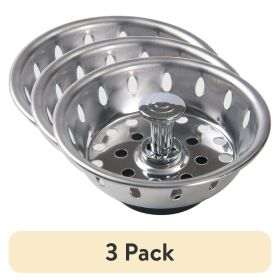 (3 pack) Stainless Steel Deluxe Kitchen Sink Strainer Silver for 3.5" Drains