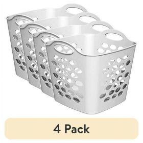 (4 pack) Flexible Square Dot Laundry Basket, White