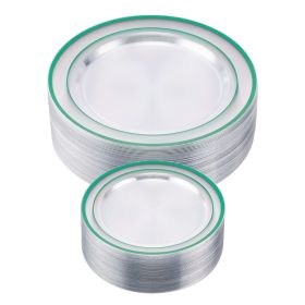 The plastic dinner plate set is suitable for a gathering of 50 people (Color: Green)